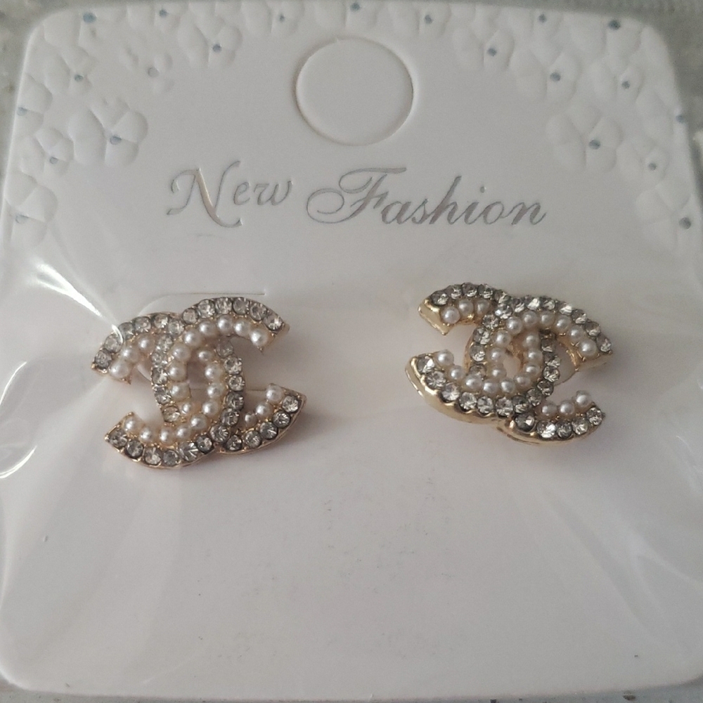 Elegant Gold and Silver Pearl Stud Earrings